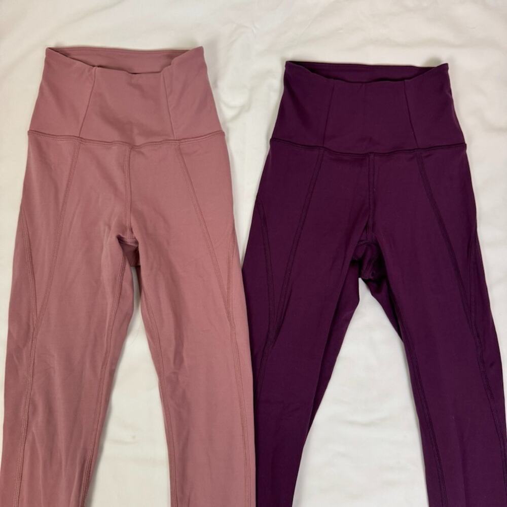 Lot x 2 GIRLFRIEND COLLECTIVE Econyl XXS Leggings Hi Rise Mauve Pink Purple - Picture 5 of 14